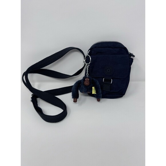 Kipling Extra Small Black Phone Bag TALLY Crossbody Purse with Monkey EUC! 6”x4” - Picture 1 of 10